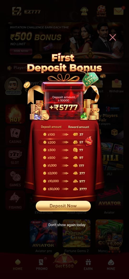 EZ777 Game App Login and Register Screen Android